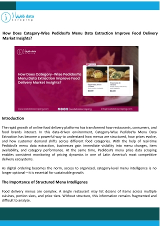 Category-Wise PedidosYa Menu Data Extraction for Market Insights