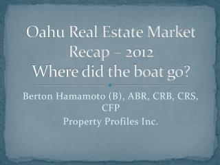 Oahu Real Estate Market Recap – 2012 Where did the boat go?