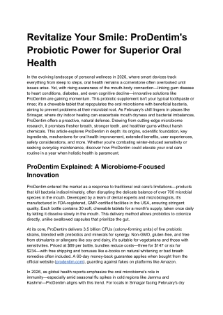 Revitalize Your Smile ProDentim's Probiotic Power for Superior Oral Health