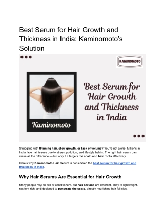 Best Serum for Hair Growth and Thickness in India_ Kaminomoto’s Solution