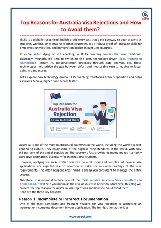 Top Reasons for Australia Visa Rejections and How to Avoid Them