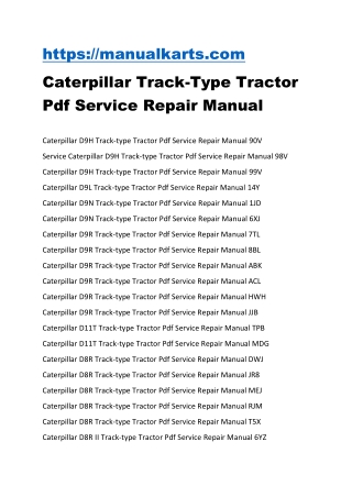 Caterpillar Track-Type Tractor Pdf Service Repair Manual