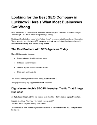 Looking for the Best SEO Company in Lucknow