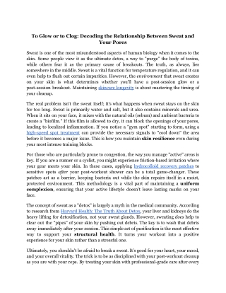 To Glow or to Clog_ Decoding the Relationship Between Sweat and Your Pores