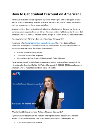  1-844-868-8303 How to get a discount with American Airlines?