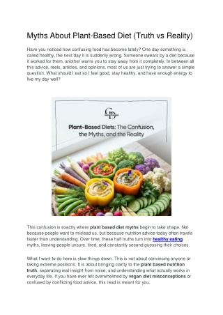 Myths About Plant-Based Diet (Truth vs Reality)