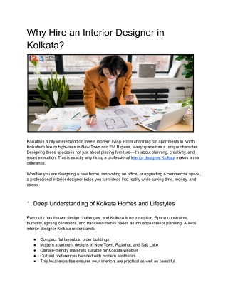 Why Hire an Interior Designer in Kolkata