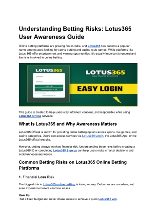 Understanding Betting Risks_ Lotus365 User Awareness Guide