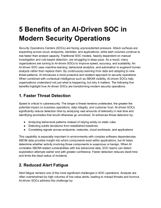 5 Benefits of an AI-Driven SOC in Modern Security Operations