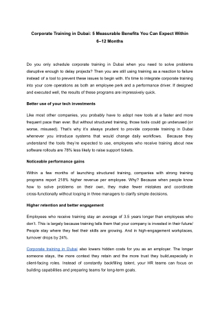 Corporate Training in Dubai_ 5 Measurable Benefits You Can Expect Within 6–12 Months