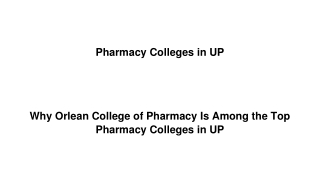 Why Orlean College of Pharmacy Is Among the Top Pharmacy Colleges in UP