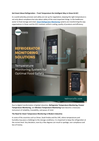 Get Smart About Refrigeration – Track Temperature the Intelligent Way in Oman & GCC