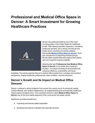 Professional and Medical Office Space in Denver