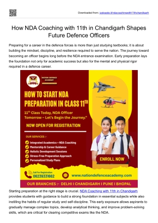 How NDA Coaching with 11th in Chandigarh Shapes Future Defence Officers