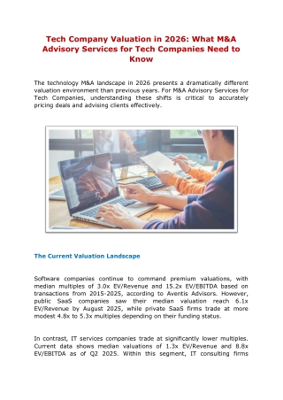 Tech Company Valuation in 2026 What M&A Advisory Services for Tech Companies Need to Know