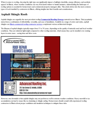 A Look at the Most Common Types of Roofs Installed by Contractors In Illinois.