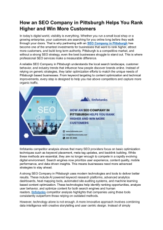 How an SEO Company in Pittsburgh Helps You Rank Higher and Win More Customers