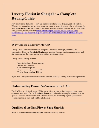 Luxury Florist in Sharjah-A Complete Buying Guide