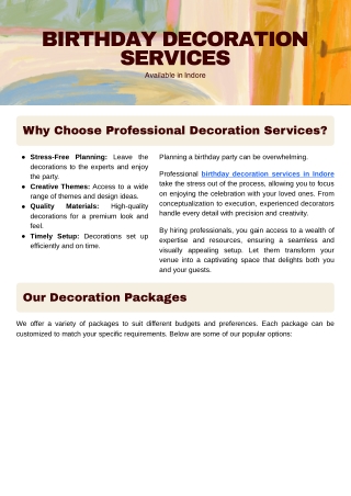 Birthday Decoration Service in Indore