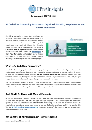 AI Cash Flow Forecasting Automation Explained Benefits, Requirements, and How to Implement