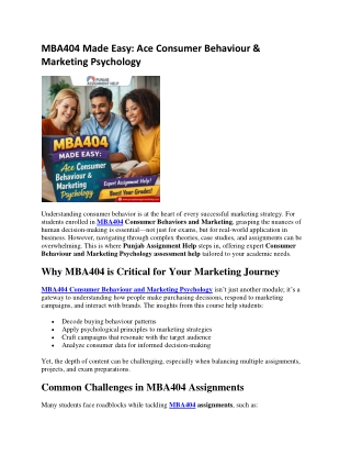 MBA404 Made Easy: Ace Consumer Behavior & Marketing Psychology