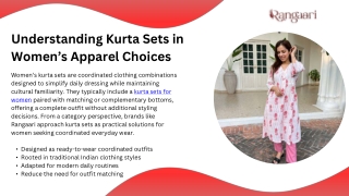 Understanding Kurta Sets in Women’s Apparel Choices