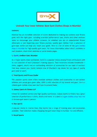 Unleash Your Inner Athlete Best Gym Clothes Shops in Mumbai