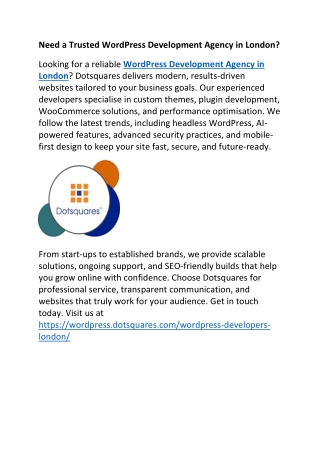 Need a Trusted WordPress Development Agency in London?