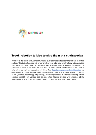 Teach robotics to kids to give them the cutting edge