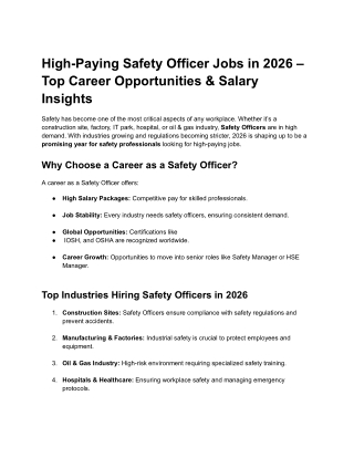 High-Paying Safety Officer Jobs in 2026 – Top Career Opportunities & Salary Insights (1)