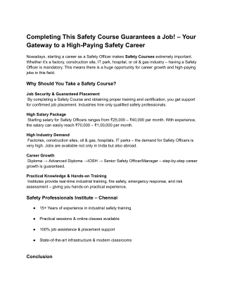 Completing This Safety Course Guarantees a Job