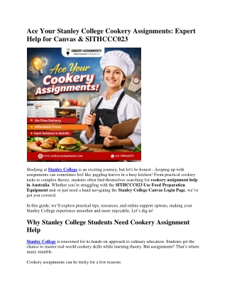 Ace Your Stanley College Cookery Assignments: Expert Help for Canvas & SITHCCC02