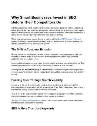 Why Smart Businesses Invest in SEO Before Their Competitors Do