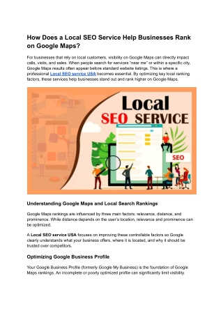 Local seo service USA
