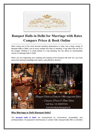 Banquet Halls in Delhi for Marriage with Price- BookMyBanquets