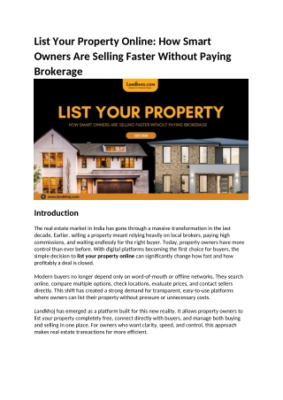 List Your Property Online
