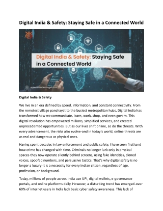 Digital India & Safety: Staying Safe in a Connected World