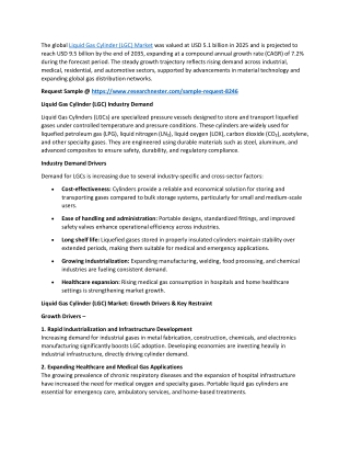 Liquid Gas Cylinder (LGC) Market: Analysis of Present and Future Growth | 2035
