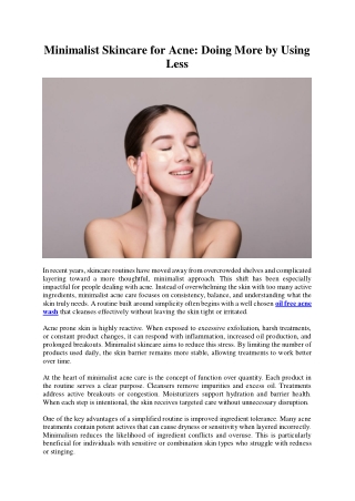 Minimalist Skincare for Acne-Doing More by Using Less