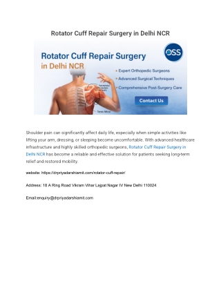 Rotator Cuff Repair Surgery in Delhi NCR
