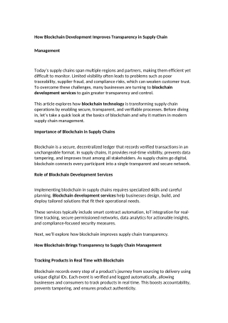 How Blockchain Development Improves Transparency in Supply Chain Management