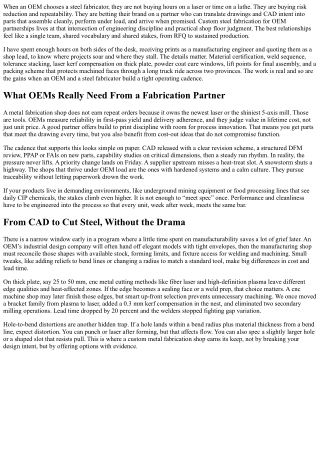 Custom Steel Fabrication for OEM Partnerships