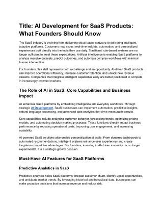 AI Development for SaaS Products_ What Founders Should Know