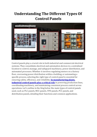 Understanding The Different Types Of Control Panels