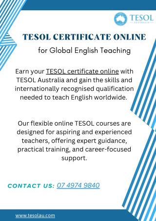TESOL Certificate Online for Global English Teaching