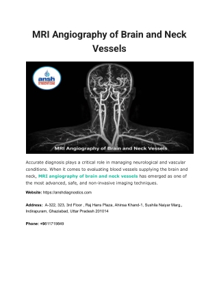 MRI Angiography of Brain and Neck Vessels