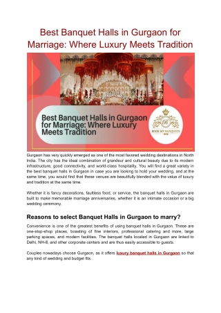 Best Banquet Halls in Gurgaon for Marriage_ Where Luxury Meets Tradition