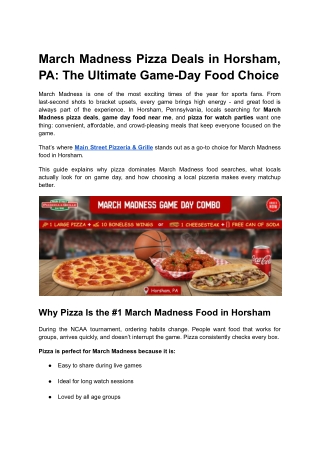 March Madness Pizza Deals in Horsham, PA_ The Ultimate Game-Day Food Choice