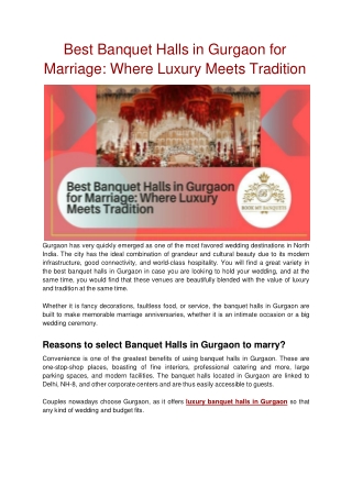 Best Banquet Halls in Gurgaon for Marriage