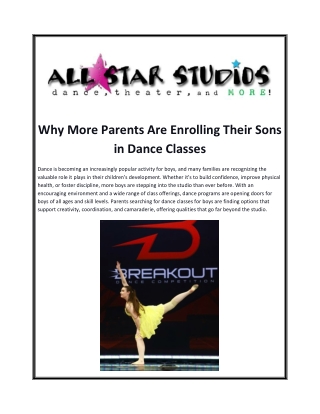 Why More Parents Are Enrolling Their Sons in Dance Classes